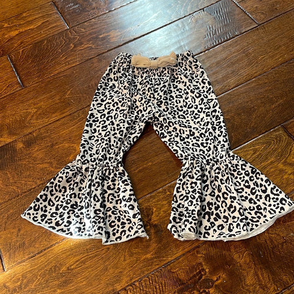 Girls leopard print bell bottom pants